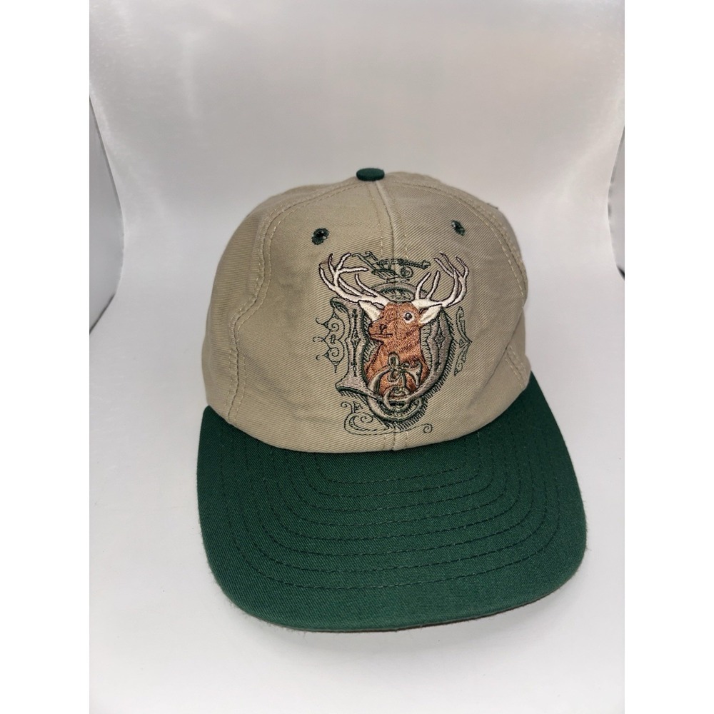 John Deere Deer Buck Antlers Adjustable Cap Tan & Green 160 Years Of Tradition